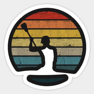 Canoeing Silhouette On A Distressed Retro Sunset product Sticker